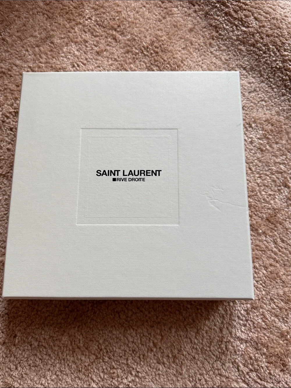 Saint Laurent Cream Decorative Storage Box with Embossed Logo